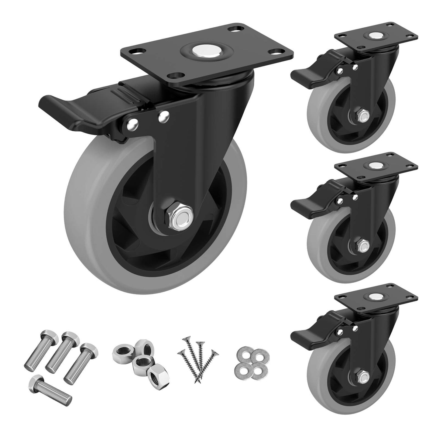 Caster Wheels 5-Inch Color Gray for Smooth and Versatile Mobility