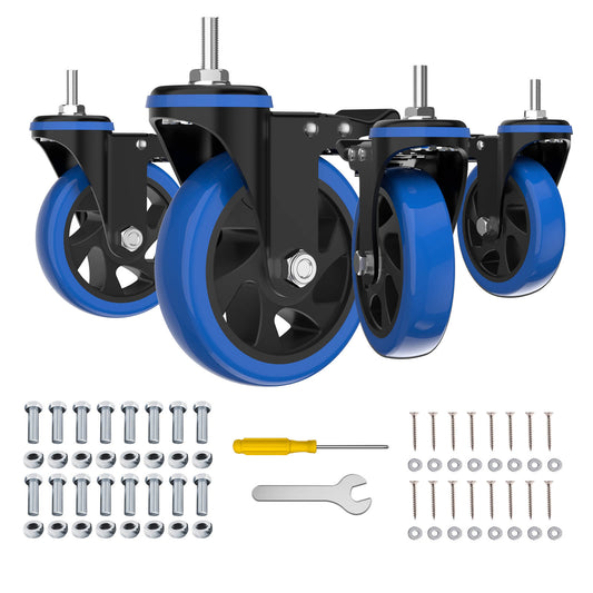 Caster Wheels 5-Inch Stem Color Blue for Smooth and Versatile Mobility